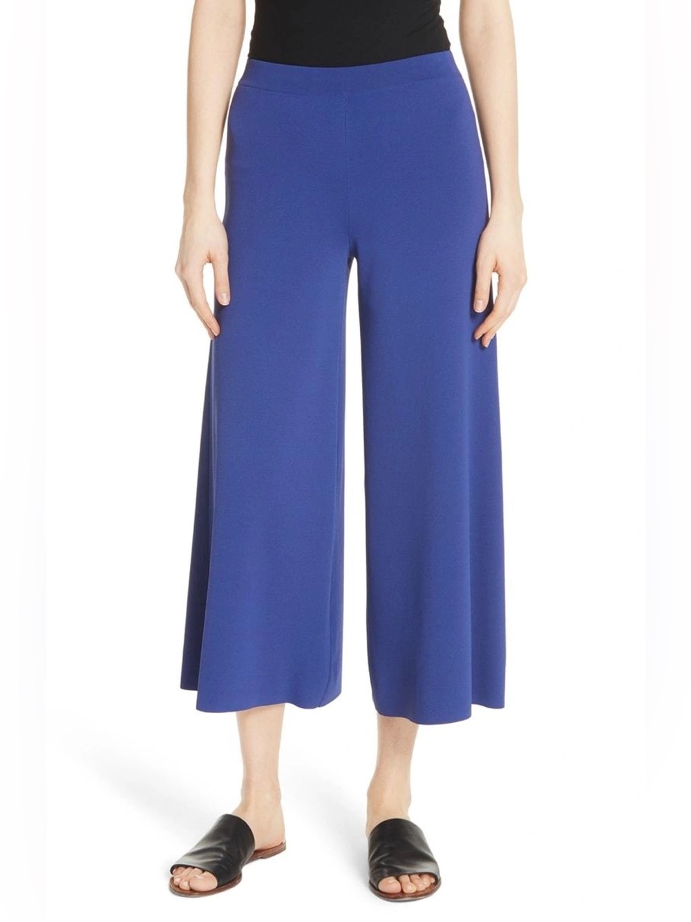 Theory Henriet K Lustrate Wide Leg Crop Pants Minimalist Stretch Career Size M